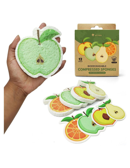 Esponjas Comprimidas Biodegradables AIRNEX - 12 Piezas Ecológicas