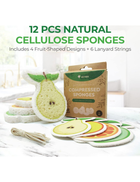 Esponjas Comprimidas Biodegradables AIRNEX - 12 Piezas Ecológicas