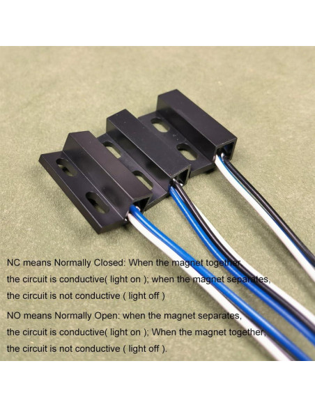 3 Juegos Interruptores Magnéticos Negro NO/NC 30cm para Alarma