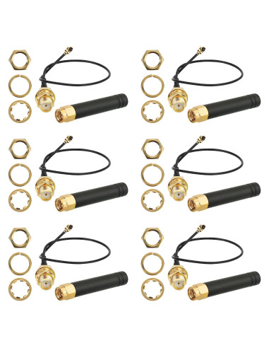 6 Antenas LoRa 915MHz 2dBi U.FL a SMA Meshnology