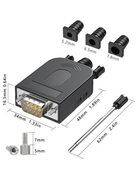 Adaptadores Seriales DB9 JUXIN Macho y Hembra Sin Soldadura