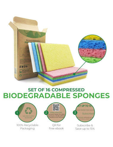 Esponjas de Cocina Biodegradables AIRNEX - Paquete de 16
