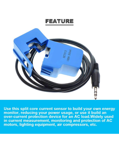 Transformador de Corriente SCT-013-000 100A/50mA + Módulo ADC