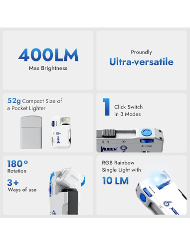 Linterna EDC Recargable WUBEN G5 y X4 con Luz RGB