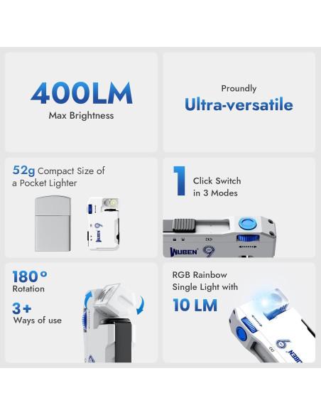 Linterna EDC Recargable WUBEN G5 y X4 con Luz RGB