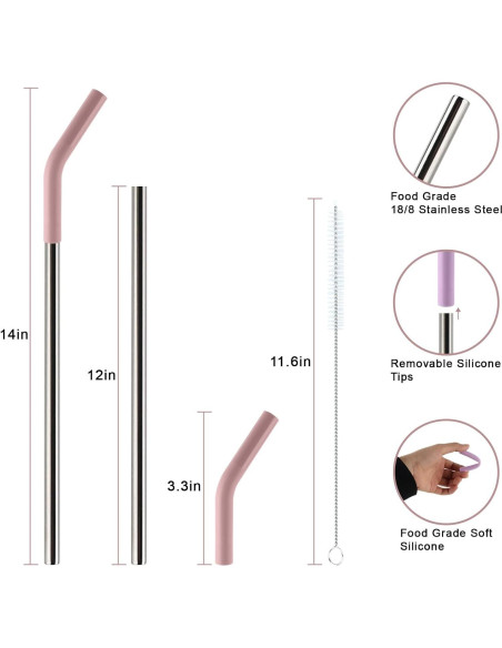 Popotes de Acero Inoxidable Reutilizables BuildLife 30.48 cm