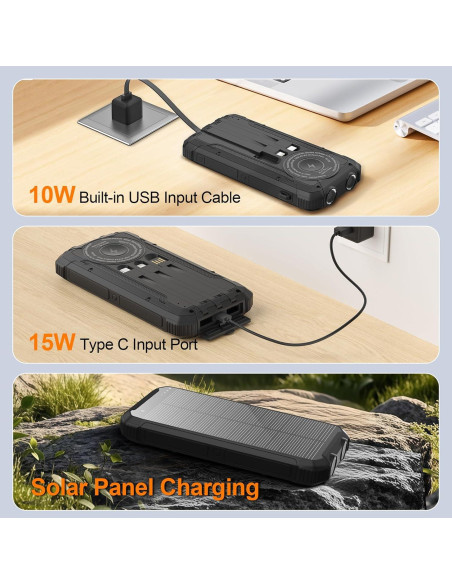 Banco de Energía Solar 20000mAh Luvknit Cargador Inalámbrico