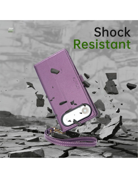 Funda billetera FLIPALM para iPhone 17 Air, cuero PU, púrpura