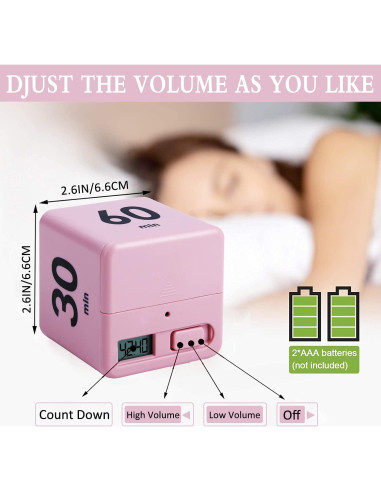 Temporizador Cubo DQDEDIAN Rosa con Sensor de Gravedad 15-60 Min