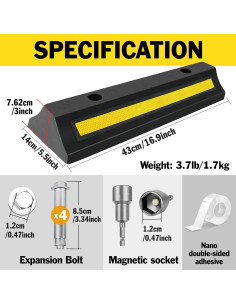 Paquete de 2 Topes de Estacionamiento YesBes 42.9x14x7.6 cm 2