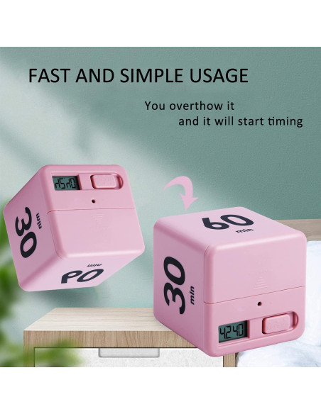 Temporizador Cubo DQDEDIAN Rosa con Sensor de Gravedad 15-60 Min