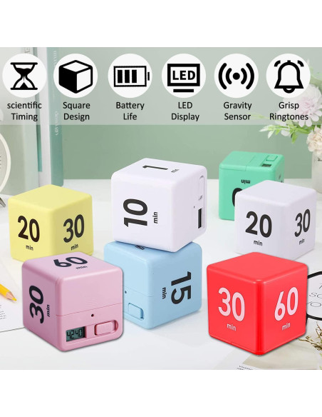 Temporizador Cubo DQDEDIAN Rosa con Sensor de Gravedad 15-60 Min