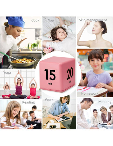 Temporizador Cubo DQDEDIAN Rosa con Sensor de Gravedad 15-60 Min