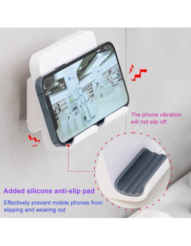 Soporte de teléfono y tableta OOLYCIO autoadhesivo blanco