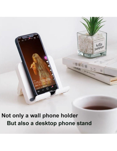 Soporte de teléfono y tableta OOLYCIO autoadhesivo blanco