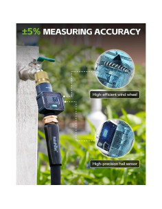 Medidor de Flujo de Agua RAINPOINT Bronce 5% Precisión 9999.9L 2