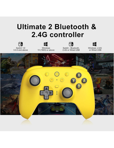 Controlador Bluetooth 8Bitdo Ultimate 2 para Switch y PC - Amarillo