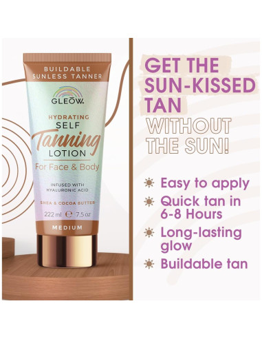 Autobronceador GLEOW 212 g - Loción Hidratante para Cara y Cuerpo