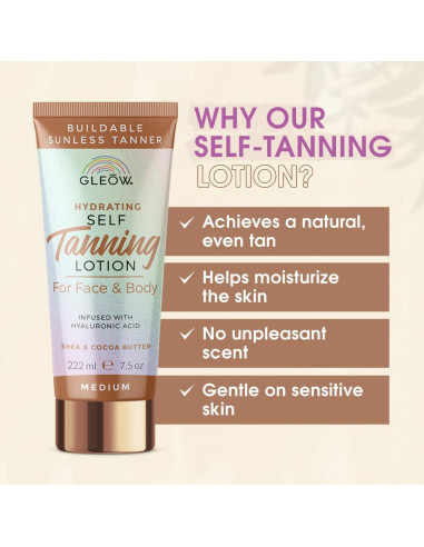 Autobronceador GLEOW 212 g - Loción Hidratante para Cara y Cuerpo