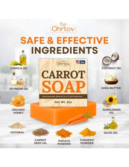 Jabón de Zanahoria Ohrtov - Limpiador Facial Natural 159g