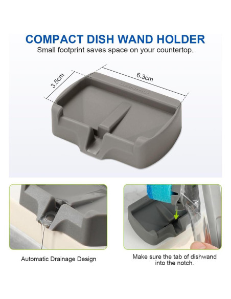 Soporte para Varita de Platos LANMU con Drenaje Automático - Gris