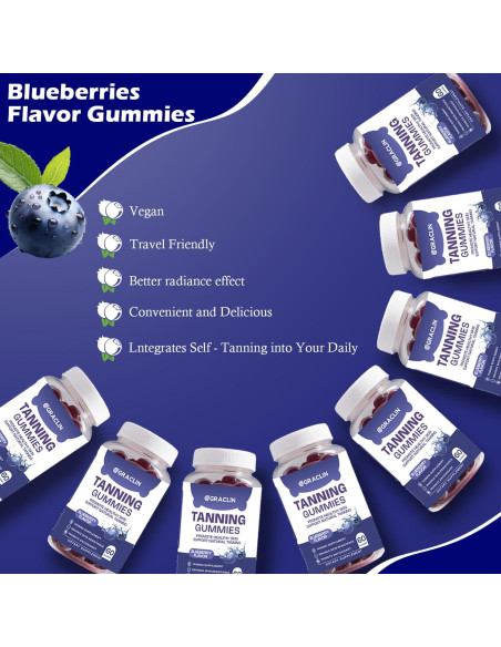 Gomitas Bronceadoras Graclin 60 Unidades Sabor Arándano