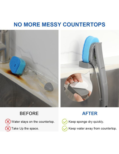 Soporte para Varita de Platos LANMU con Drenaje Automático - Gris