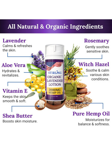 Loción Corporal Nutritiva Stirling 177ml - Lavanda Orgánica con Aceite de Cáñamo