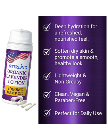 Loción Corporal Nutritiva Stirling 177ml - Lavanda Orgánica con Aceite de Cáñamo