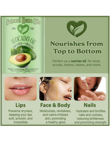 Aceite de Aguacate Orgánico Natural Born Oils 3.78L Prensado en Frío