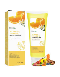 Jabón Facial Iluminador Healov de Cúrcuma 140g - Exfoliante Natural