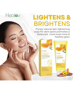 Jabón Facial Iluminador Healov de Cúrcuma 140g - Exfoliante Natural 2