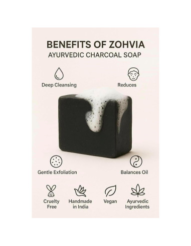 Jabón Natural de Carbón Activado Zohvia 125g - Limpiador Facial y Corporal