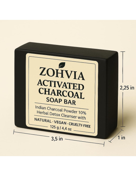 Jabón Natural de Carbón Activado Zohvia 125g - Limpiador Facial y Corporal