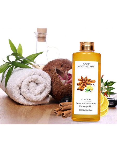 Aceite de Masaje Natural Sage Apothecary 500 ml - Limón y Canela