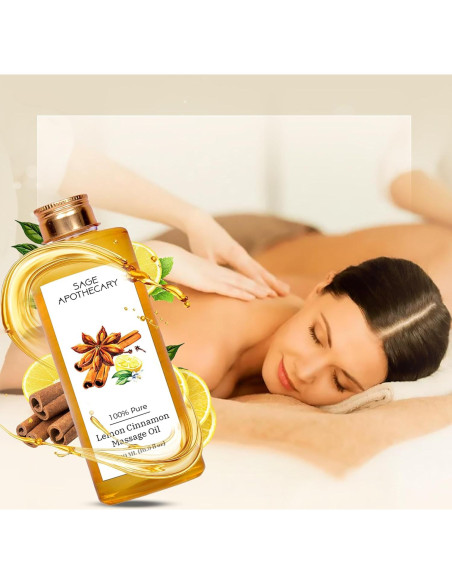Aceite de Masaje Natural Sage Apothecary 500 ml - Limón y Canela