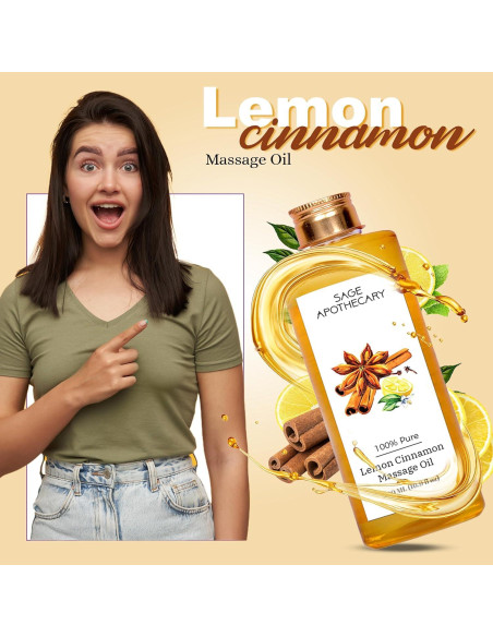 Aceite de Masaje Natural Sage Apothecary 500 ml - Limón y Canela