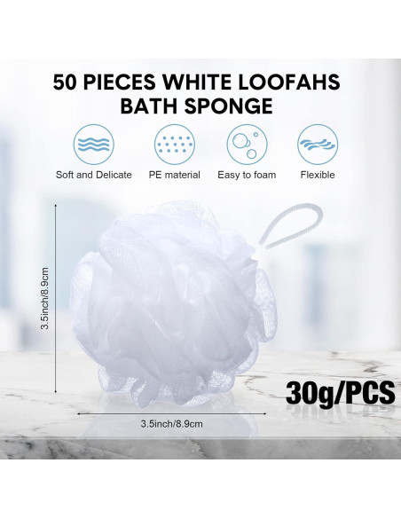 Paquete de 50 esponjas de lufa blanca Chengu para baño Paquete de 50 esponjas de lufa blanca Chengu para baño