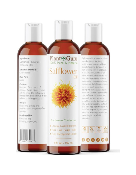 Aceite de Cártamo 236.6 ml - Prensado en Frío 100% Puro