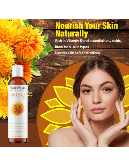 Aceite de Cártamo 236.6 ml - Prensado en Frío 100% Puro