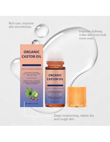 Aceite de Ricino Orgánico Roll-On Roseblem 50ml con Vitamina E