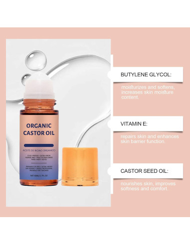 Aceite de Ricino Orgánico Roll-On Roseblem 50ml con Vitamina E