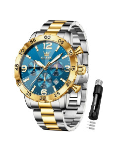 Reloj OLEVS Analógico Azul para Hombres Acero Inoxidable 44mm