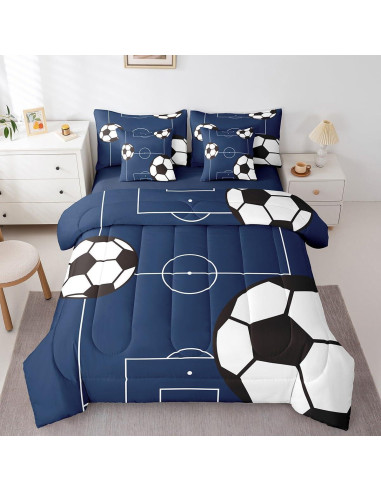 Conjunto de Ropa de Cama Feelyou Fútbol Completo 7 Piezas
