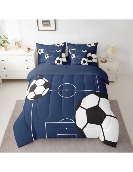 Conjunto de Ropa de Cama Feelyou Fútbol Completo 7 Piezas