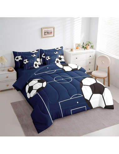Conjunto de Ropa de Cama Feelyou Fútbol Completo 7 Piezas