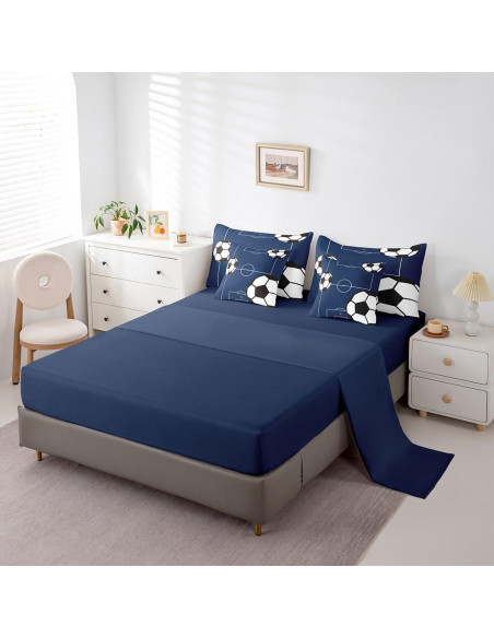 Conjunto de Ropa de Cama Feelyou Fútbol Completo 7 Piezas