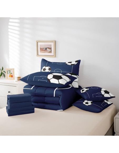 Conjunto de Ropa de Cama Feelyou Fútbol Completo 7 Piezas