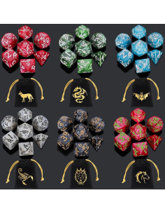 Conjunto de Dados Poliedricos CiaraQ 42pcs con 6 Bolsas D&D 2
