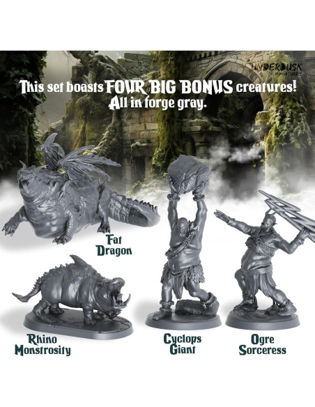 Miniaturas de Mesa Sin Pintar Underdusk - 64 Figuras D&D 28mm